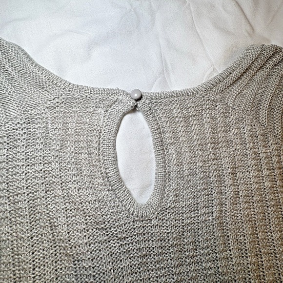 LC Lauren‎ Conrad Crochet Pointelle Sweater XL High-Low Bell Sleeves Lightweight - Picture 10 of 10
